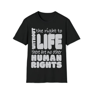 Buy black Elevate Your Message with Without The Right To Life Sleeve V-Neck Tee