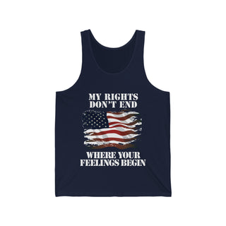Buy navy Unisex My Rights Don&#39;t End Where Your Feelings Begin Jersey Tank Top