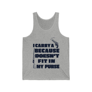 Buy athletic-heather I Carry A Gun Because A Rifle Doesn&#39;t Fit In My Purse&#39; - Unisex Jersey Tank - Express Your Preparedness