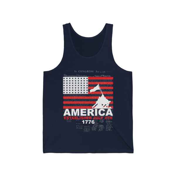 Celebrate Independence with Our Unisex America Established July 4th 1776 Jersey Tank