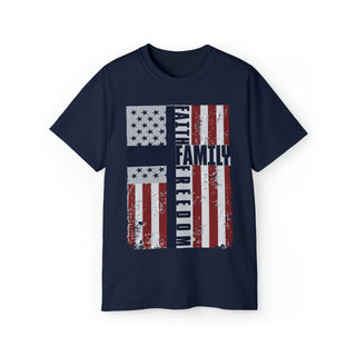Buy navy Faith Family Freedom&#39; - Unisex Ultra Cotton Tee - A Symbol of Your Core Values