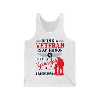 Buy white Unisex Being A Veteran Is An Honor Being A Grandpa Jersey Tank Top