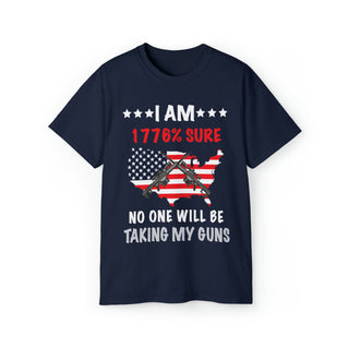 Buy navy Unisex I Am 1776% Sure No One Will Be Taking My Guns Soft and Stylish Ultra Cotton Tee for Second Amendment