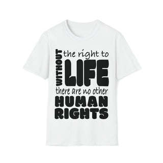 Buy white Elevate Your Message with Without The Right To Life Sleeve V-Neck Tee