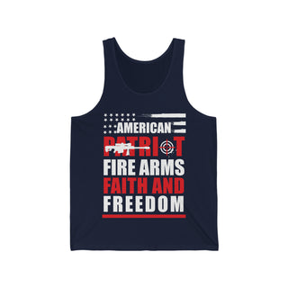 Buy navy American Patriot Fire Arms Faith And Freedom Unisex Jersey Tank Top