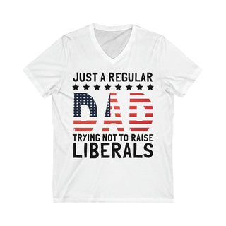 Buy white Unisex Just A Regular Mom Trying Not To Raise Liberals V-Neck Tee
