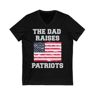 Buy black The Dad Raises Patriots Unisex Jersey Short Sleeve V-Neck Tee