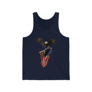 Buy navy Patriotic Eagle with American Flag Unisex Tank Top