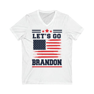 Buy white Let&#39;s Go Brandon Unisex Jersey Short Sleeve V-Neck Tee