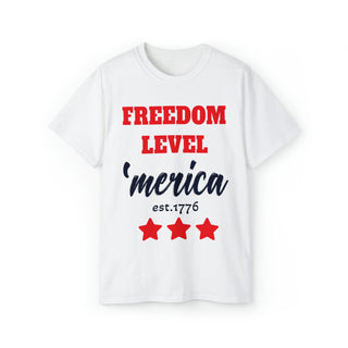 Buy white 1776 Freedom Level America T-shirt