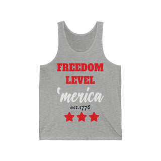 Buy athletic-heather Freedom Level America Est 1776 - Comfortable patriotic apparel Unisex Jersey Tank