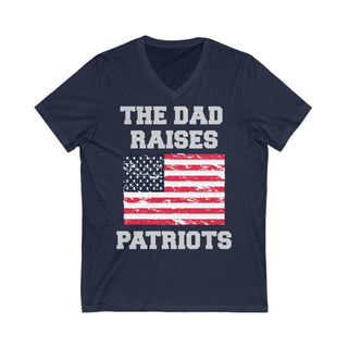 Buy navy The Dad Raises Patriots Unisex Jersey Short Sleeve V-Neck Tee
