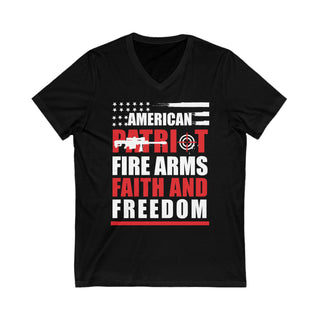 Buy black Unisex American Patriot Fire Arms Faith &amp; Freedom V-Neck Tee