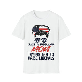 Buy white Classic Unisex Softstyle Tee with Mom Raise Liberals Print