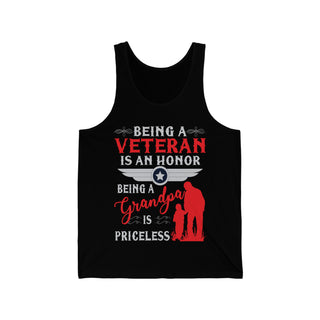 Buy black Unisex Being A Veteran Is An Honor Being A Grandpa Jersey Tank Top