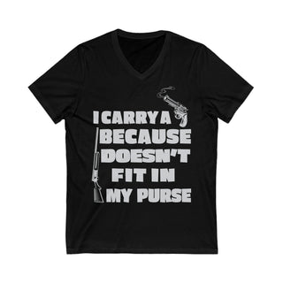 Buy black I Carry A Gun Because A Rifle Doesn&#39;t Fit In My Purse Short Sleeve V-Neck Tee