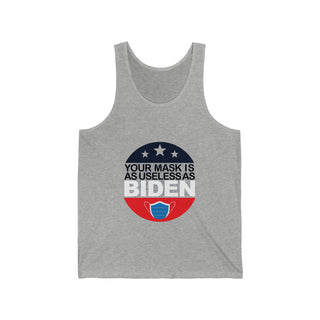 Buy athletic-heather Your Mask Is As Useless As Biden-Unisex Jersey Tank