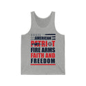 American Patriot Fire Arms Faith And Freedom Unisex Jersey Tank Top