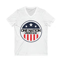 One Nation Under God - Comfortable Unisex Jersey Short Sleeve V-Neck Tee for Patriotism and Faith