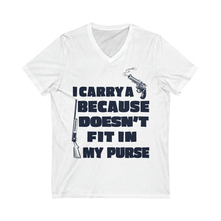 Buy white I Carry A Gun Because A Rifle Doesn&#39;t Fit In My Purse Short Sleeve V-Neck Tee