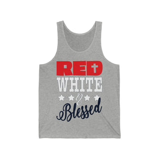 Unisex Red White Blessed Jersey Tank Top