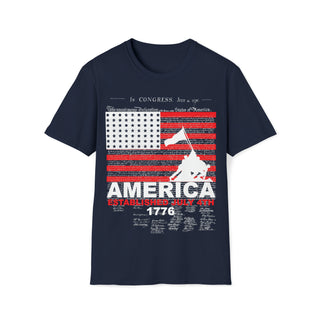 Unisex America Established July 4th 1776 Softstyle T-Shirt - American independence with your attire.