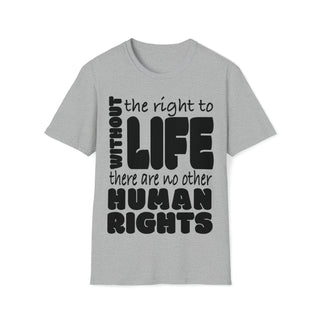 Buy sport-grey Elevate Your Message with Without The Right To Life Sleeve V-Neck Tee
