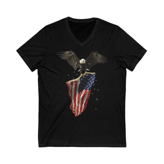 Buy black Bald Eagle Carrying American Flag T-Shirt - Grey