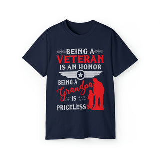Buy navy Unisex Comfortable Ultra Cotton Tee for Honoring Veterans and Embracing Grandparenthood