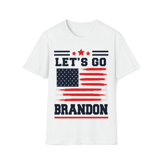 Buy white Let&#39;s Go Brandon Unisex Softstyle Printed T-Shirt