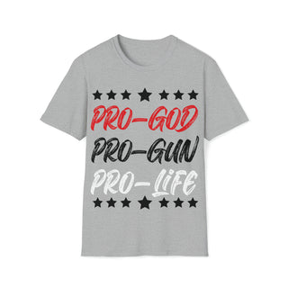 Soft Unisex Softstyle T-Shirt Pro God Pro Gun Pro Life