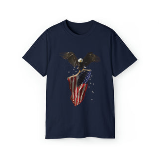Eagle Carrying American Flag Cotton T-Shirt