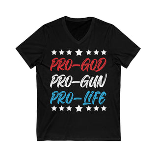 Buy black Pro God Pro Gun Pro Life - Unisex Jersey Short Sleeve V-Neck Tee