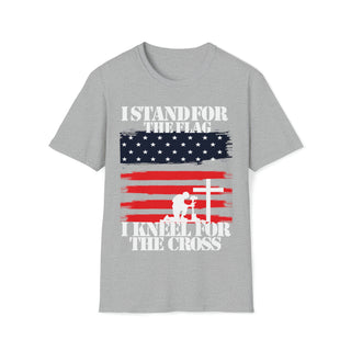 Buy sport-grey Kneel for Faith, Stand for Flag: Unisex Softstyle Tee