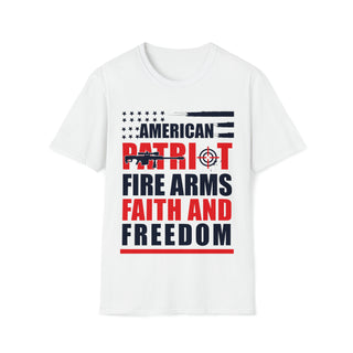 Buy white Unisex American Patriot Fire Arms Faith And Freedom Softstyle T-Shirt