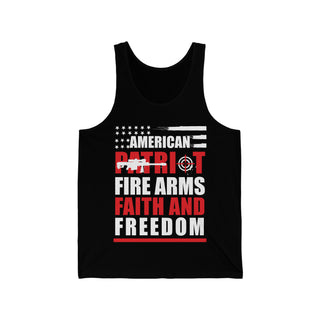 Buy black American Patriot Fire Arms Faith And Freedom Unisex Jersey Tank Top