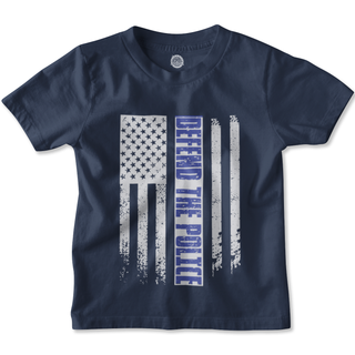 Buy navy-blue Unisex American Flag with Defend The Police Slogan T Shirts for Men Women Tees
