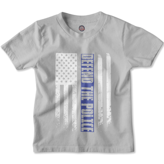 Buy grey Unisex American Flag with Defend The Police Slogan T Shirts for Men Women Tees