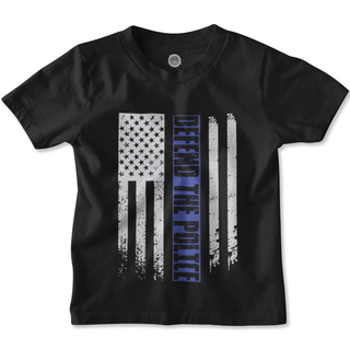 Buy black Unisex American Flag with Defend The Police Slogan T Shirts for Men Women Tees