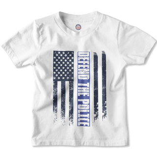 Buy white Unisex American Flag with Defend The Police Slogan T Shirts for Men Women Tees