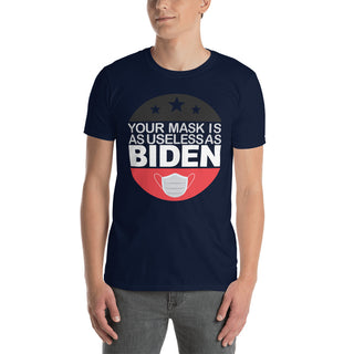 Buy navy Your Mask is Useless As Biden Short Sleeve Unisex T-Shirt