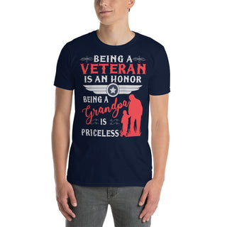 Buy navy Being a Veteran is an Honor, Being a Grandpa is Priceless Short-Sleeve Unisex T-Shirt
