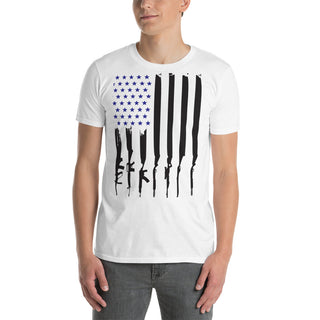 Buy white American Stars and Guns Short-Sleeve Unisex T-Shirt